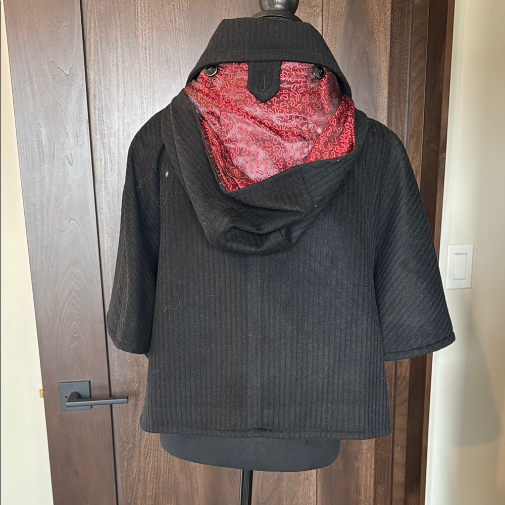 Black Wool Cape Coat - Picture 2 of 2